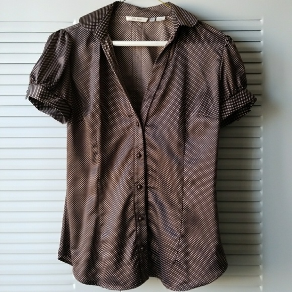 Zara Tops - Zara Brown Polka Dot Blouse